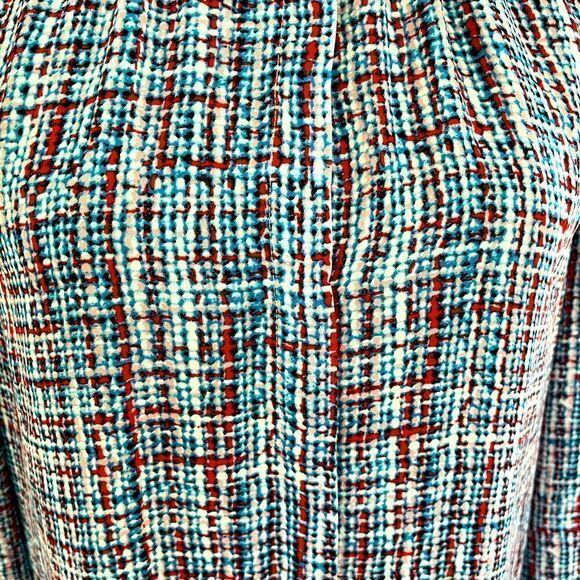 TALBOTS Petites blue, red, pink, white plaid blouse/ hidden button placket sz SP - Picture 4 of 5